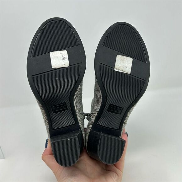 TOMS Women's Majorca Gray Peep Toe Sandal Booties Size 7 Block Heel Zip - Picture 9 of 11